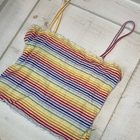Rainbow Striped Ruffle Tank - Picture 2 of 4